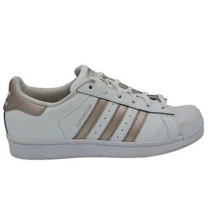 Adidas Superstar Sneakers Women’s 6 White Gold Shell Toe Leather Low Top